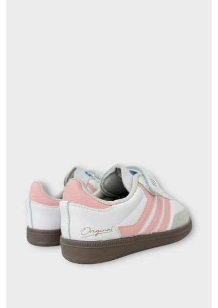 Unisex Cırtlı Bağcıklı Çocuk Spor Ayakkabı BEYAZ - PUDRA indirimleri