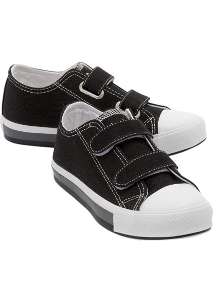 Çocuk Keten Kısa Convers Modeli Cırtlı Sneaker Spor Ayakkabı Pudra (26-30)