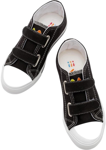 Çocuk Keten Kısa Convers Modeli Cırtlı Sneaker Spor Ayakkabı Pudra (26-30)