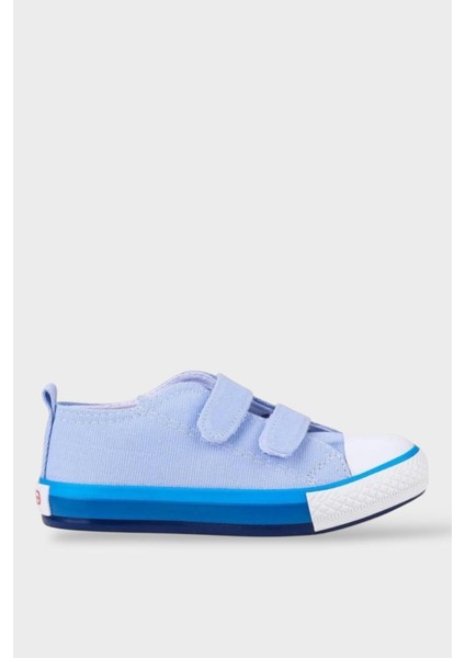 Çocuk Keten Kısa Convers Modeli Cırtlı Sneaker Spor Ayakkabı Pudra (26-30)
