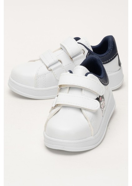 Çocuk Kuromi Baskılı Cırtlı Unisex Spor Ayakkabı BEYAZ - LACİVERT indirimleri