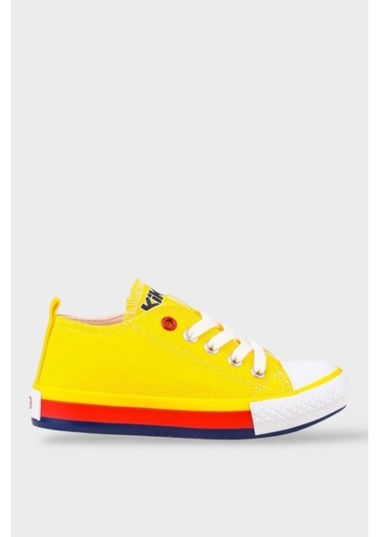 Unisex Çocuk Keten Kısa Convers Modeli Cırtlı Sneaker Spor Ayakkabı (26-30) Sarı