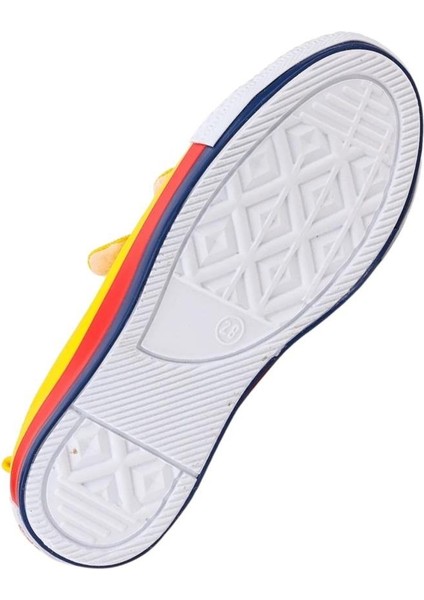 Unisex Çocuk Keten Kısa Convers Modeli Cırtlı Sneaker Spor Ayakkabı (26-30) Sarı