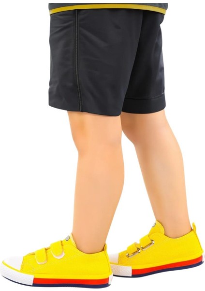 Unisex Çocuk Keten Kısa Convers Modeli Cırtlı Sneaker Spor Ayakkabı (26-30) Sarı