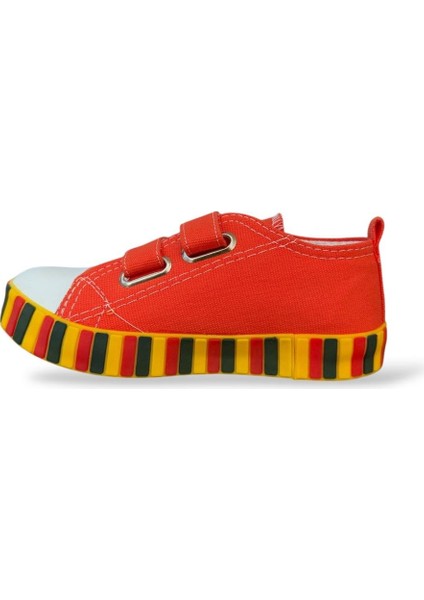 Çocuk Keten Kısa Convers Modeli Cırtlı Sneaker Spor Ayakkabı Pudra (26-30)