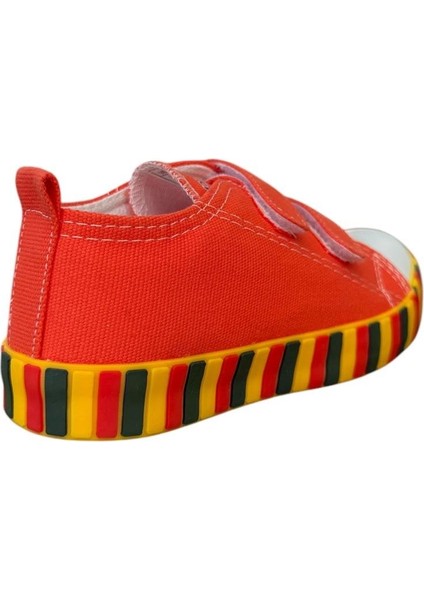 Çocuk Keten Kısa Convers Modeli Cırtlı Sneaker Spor Ayakkabı Pudra (26-30)