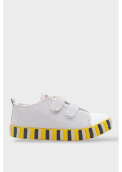 Çocuk Keten Kısa Convers Modeli Cırtlı Sneaker Spor Ayakkabı Pudra (26-30)
