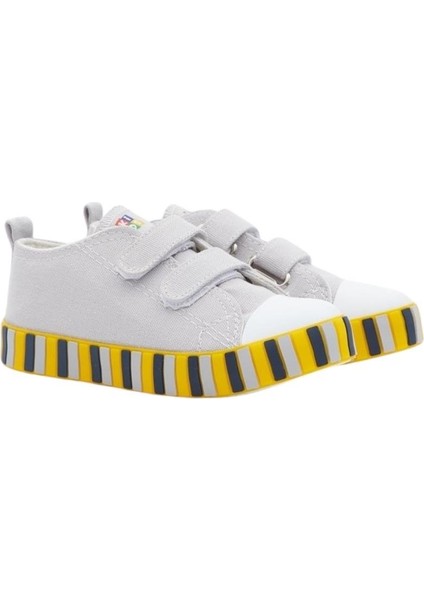 Çocuk Keten Kısa Convers Modeli Cırtlı Sneaker Spor Ayakkabı Pudra (26-30)