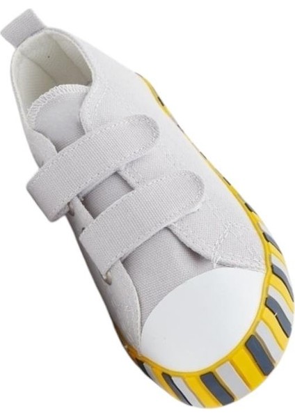 Çocuk Keten Kısa Convers Modeli Cırtlı Sneaker Spor Ayakkabı Pudra (26-30)