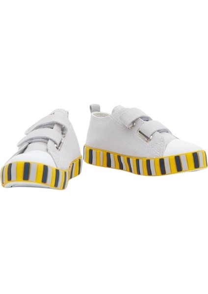 Çocuk Keten Kısa Convers Modeli Cırtlı Sneaker Spor Ayakkabı Pudra (26-30)