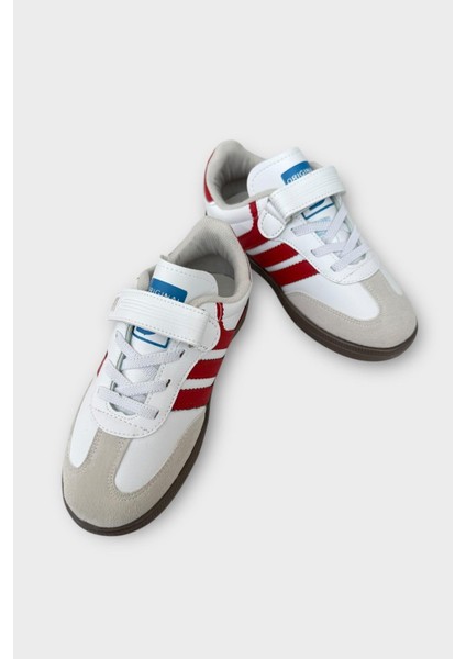 Unisex Cırtlı Bağcıklı Çocuk Spor Ayakkabı BEYAZ - KIRMIZI modelleri