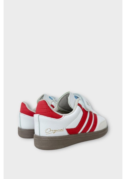 Unisex Cırtlı Bağcıklı Çocuk Spor Ayakkabı BEYAZ - KIRMIZI indirimleri