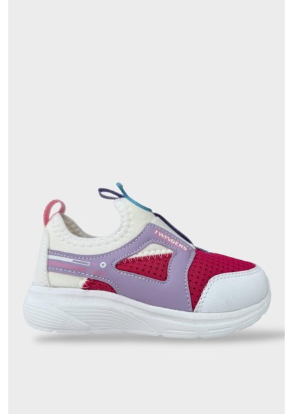 Çocuk Airfile Hafif Taban Kreş Ev Okul Spor Ayakkabı BEYAZ - FUŞYA