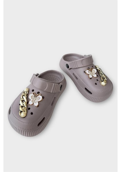 Çocuk Taşlı Cross Terlik Bahçe Plaj Sahil Havuz Terliği Yeşil modelleri