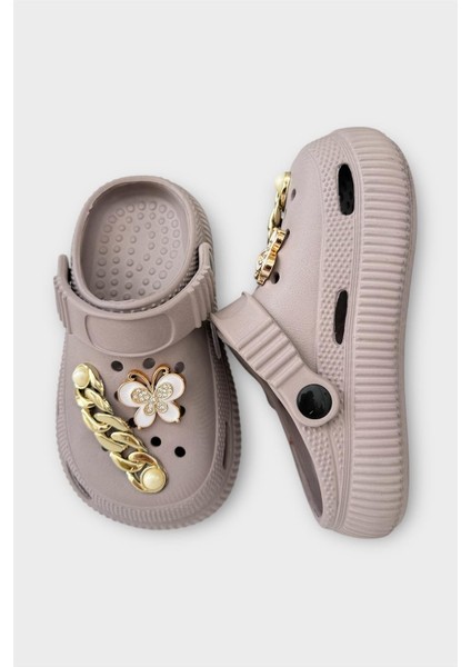 Çocuk Taşlı Cross Terlik Bahçe Plaj Sahil Havuz Terliği Yeşil indirimleri