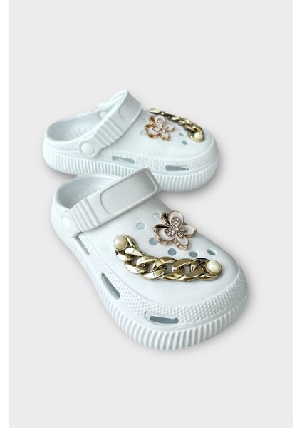 Çocuk Taşlı Cross Terlik Bahçe Plaj Sahil Havuz Terliği BEYAZ fiyatları