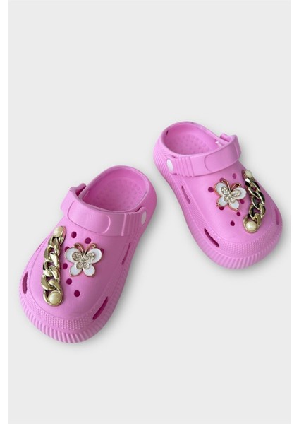 Çocuk Taşlı Cross Terlik Bahçe Plaj Sahil Havuz Terliği PEMBE fiyatları