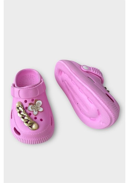 Çocuk Taşlı Cross Terlik Bahçe Plaj Sahil Havuz Terliği PEMBE modelleri