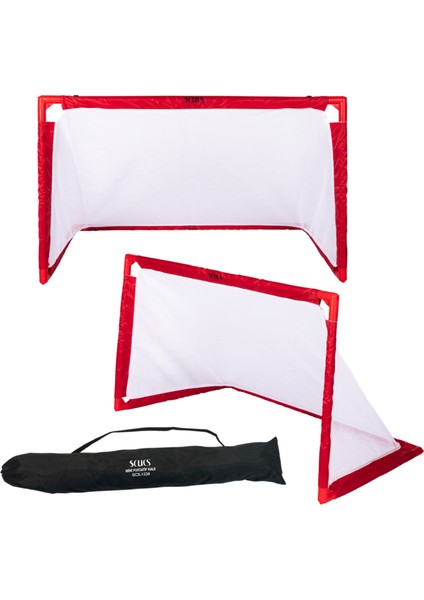 SCX1334 Portatif Mini Futbol Kalesi - 100X60X60CM - Örme File - Dayanıklı - Açılır Kapanır - Çantalı