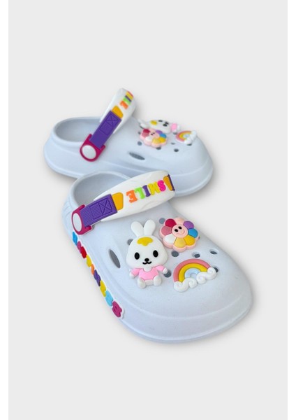 Çocuk Günlük Ortopedik Kaymaz Taban Figürlü Sandalet Terlik GRİ