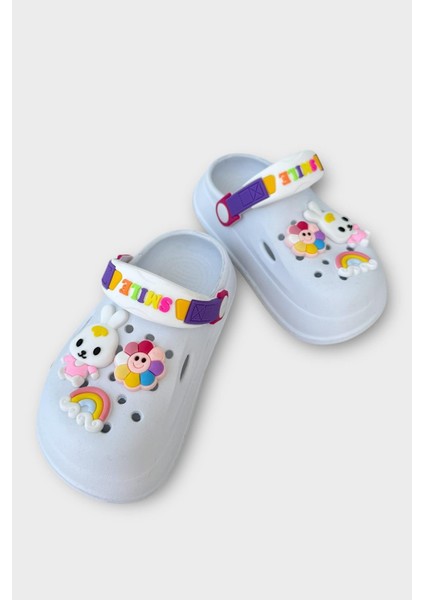 Çocuk Günlük Ortopedik Kaymaz Taban Figürlü Sandalet Terlik GRİ modelleri