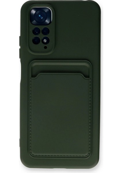Xiaomi Redmi Note 11S Kılıf Kelvin Kartvizitli Silikon - Koyu Yeşil Ferrg
