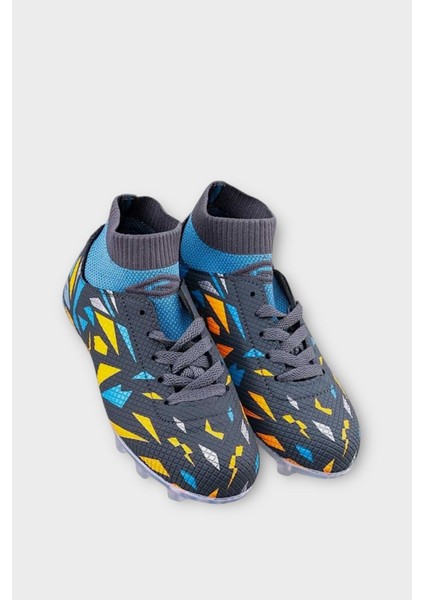 Çocuk Çoraplı Krampon Futbol Ayakkabısı FÜME - MAVİ modelleri