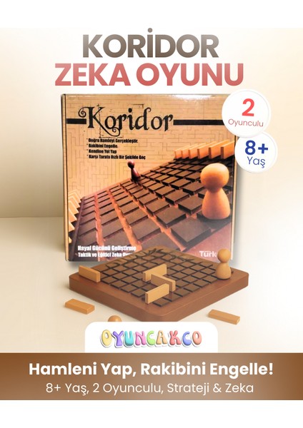 Koridor Strateji ve Zeka Oyunu | 2 Kişilik Taktiksel Hamle Oyunu / 8+ Yaş