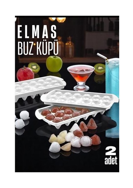 Buz Kalıbı Elmas Içecek Buz Kalıbı - Mutfak Buz Kalıbı Kolay Çıkarılır Buz Kalıbı 2 Adet