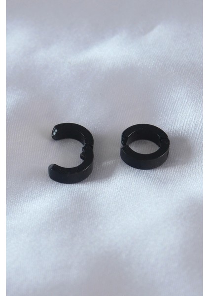 Çelik Siyah Renk Sıkıştırmalı Erkek Küpe - TJ-EKP279 fiyatları