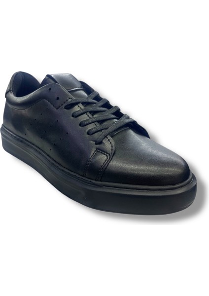 Günlük Kullanım Sneaker Erkek Siyah Cilt Ayakkabı