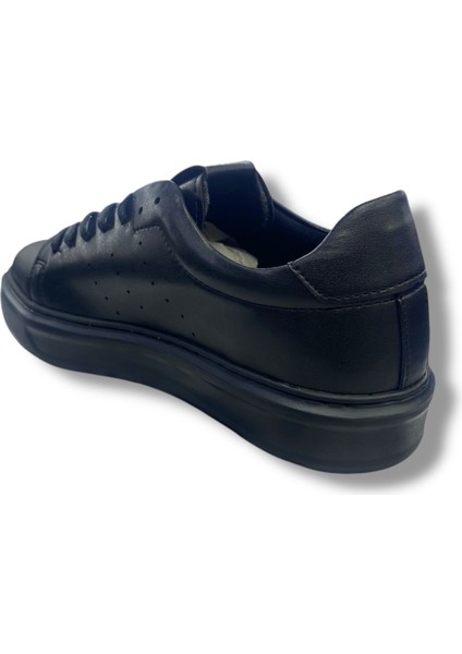 Günlük Kullanım Sneaker Erkek Siyah Cilt Ayakkabı