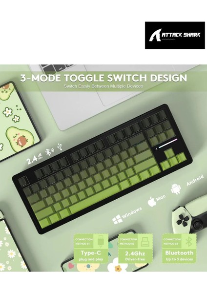 M87 White Switch Mekanik Rgb Rapid Trigger E-Sports Profesyonel Gaming Oyuncu Klavye Attack Shark fiyatları