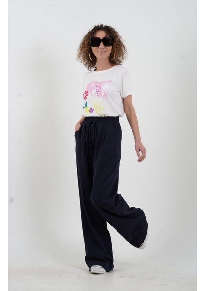 Lacivert Premium Pike Bol Paça Pantolon