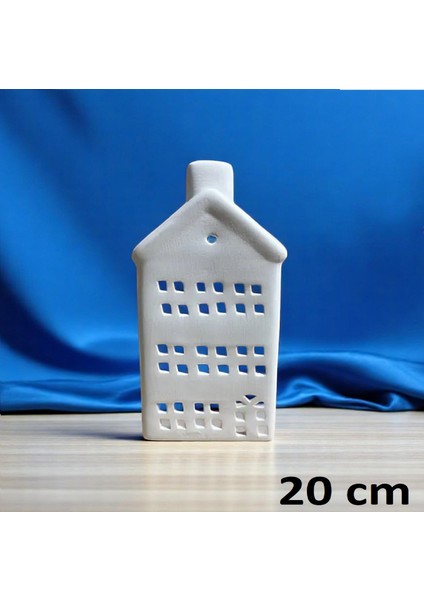 Büyük Boy Ham Seramik Ev Mumluk - Boyanabilir Dekoratif Tealight