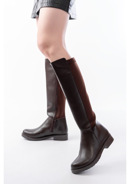 Kahve Arka Streç Fermuarlı Günlük Kadın Çizme fırsatları