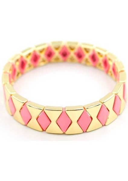 Lastikli Porselen Bilezik - Pembe