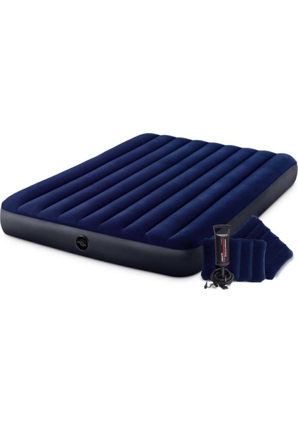 IKY64765 Intex Queen Dura-Beam Klasik Yatak, Yastık, Pompa Set 152X203X25 cm