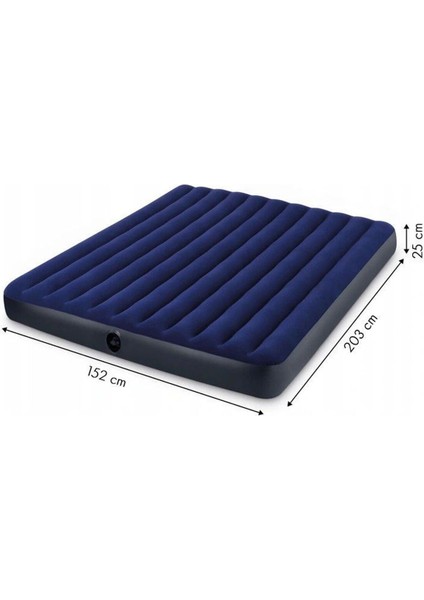 IKY64765 Intex Queen Dura-Beam Klasik Yatak, Yastık, Pompa Set 152X203X25 cm