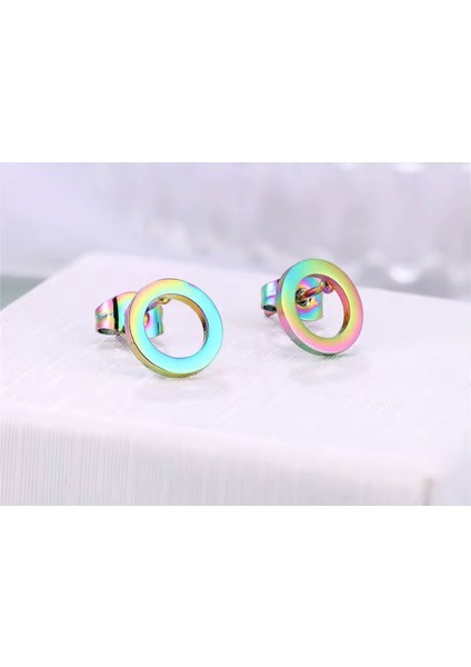 Çok Renkli Halka Saplama Küpe