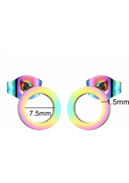 Çok Renkli Halka Saplama Küpe modelleri