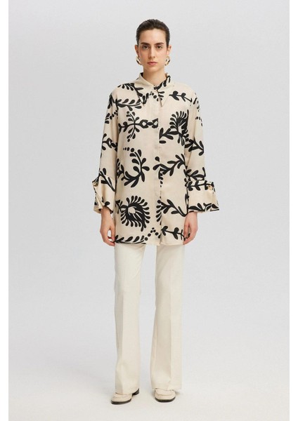 Geniş Manşet Detaylı Desenli Gömlek fiyatları