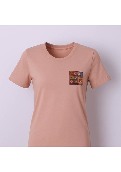 Etnik Desen Vizon Kadın T-Shirt