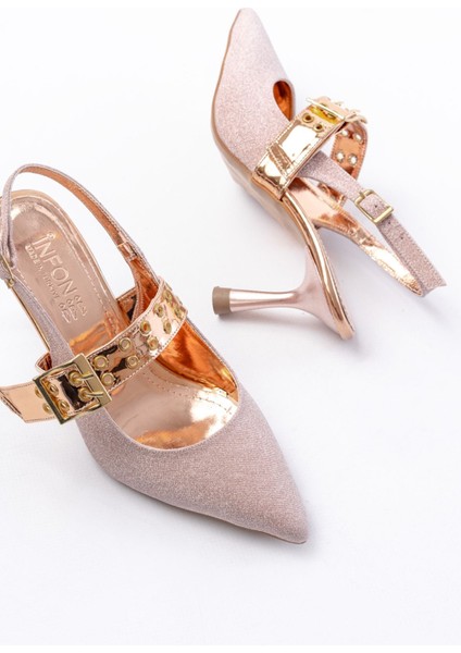 Rose Simli Günlük Arkası Açık Baret Tokalı Topuklu Bayan Ayakkabı fırsatları