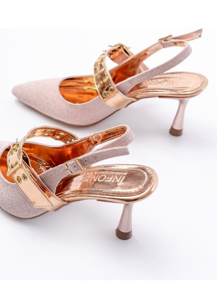 Rose Simli Günlük Arkası Açık Baret Tokalı Topuklu Bayan Ayakkabı indirimleri