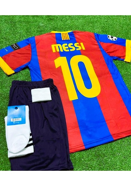 Messi B.a.r.c.e.l.o.n.a 2011 Retro Çocuk Forması 4lü Set Forma Çorap-Bileklik Hediyeli SM11