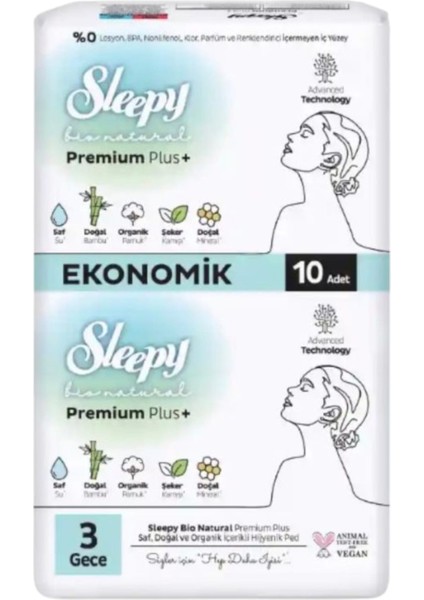 BİO NATURAL PREMİUM PLUS+ 3 GECE 10 ADET