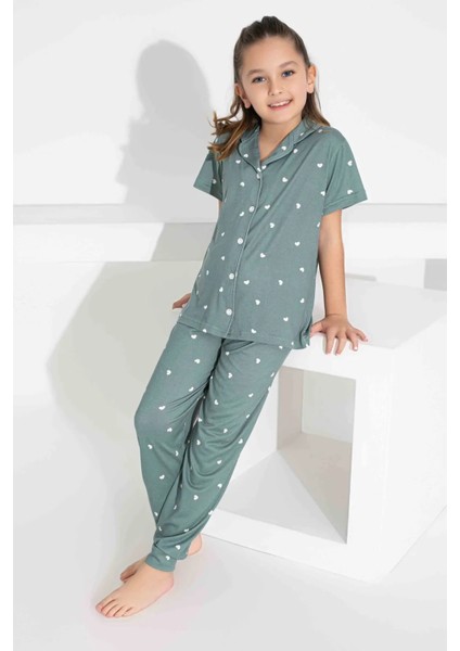 Anne Kız Kombin Kısa Kollu Gömlek Uzun Alt Milan Kumaş Orta Kalın Pijama TAKIMI-2909 indirimleri