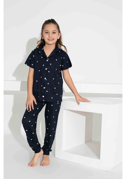 Anne Kız Kombin Kısa Kollu Gömlek Uzun Alt Milan Kumaş Orta Kalın Pijama TAKIMI-2909 fırsatları