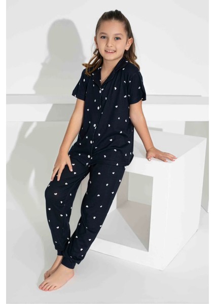 Anne Kız Kombin Kısa Kollu Gömlek Uzun Alt Milan Kumaş Orta Kalın Pijama TAKIMI-2909 indirimleri